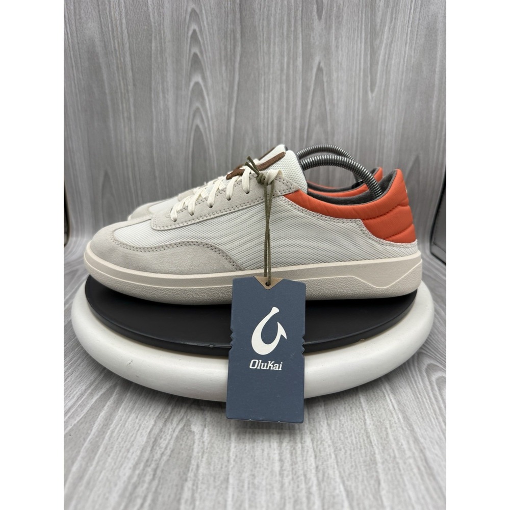 OluKai Punini Mens Size 13 Off White Molten Orange Court Casual Shoes Sneakers
